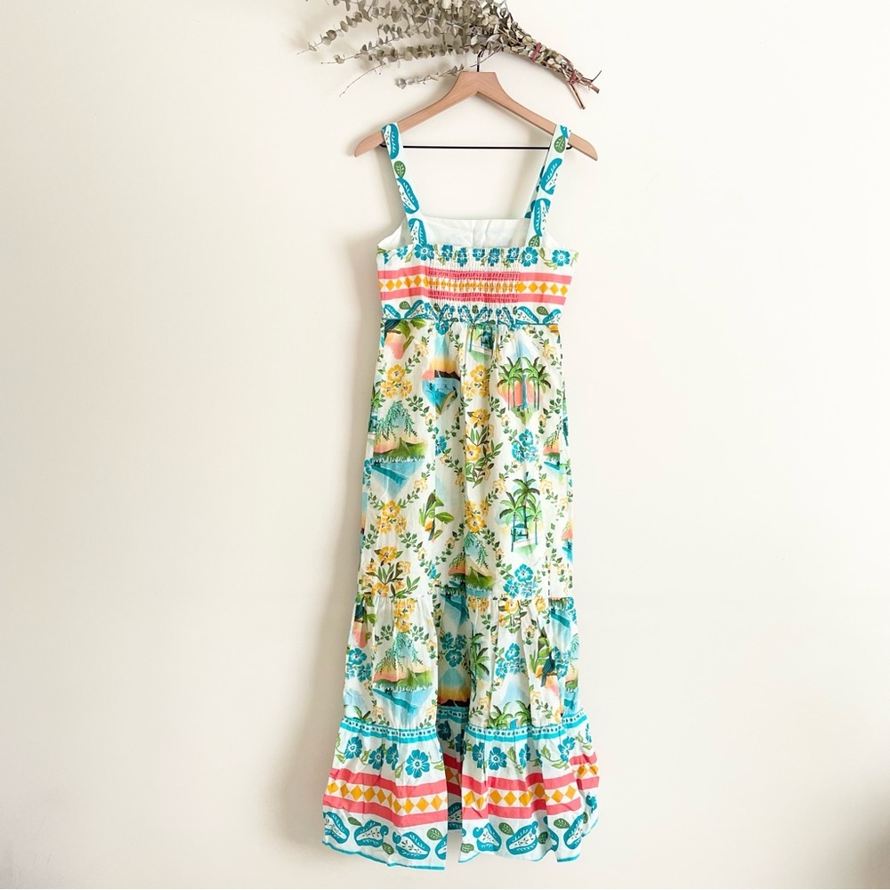 Farm Rio x Anthropologie Printed Maxi Dress XS NWT Blue Motif - Picture 15 of 16